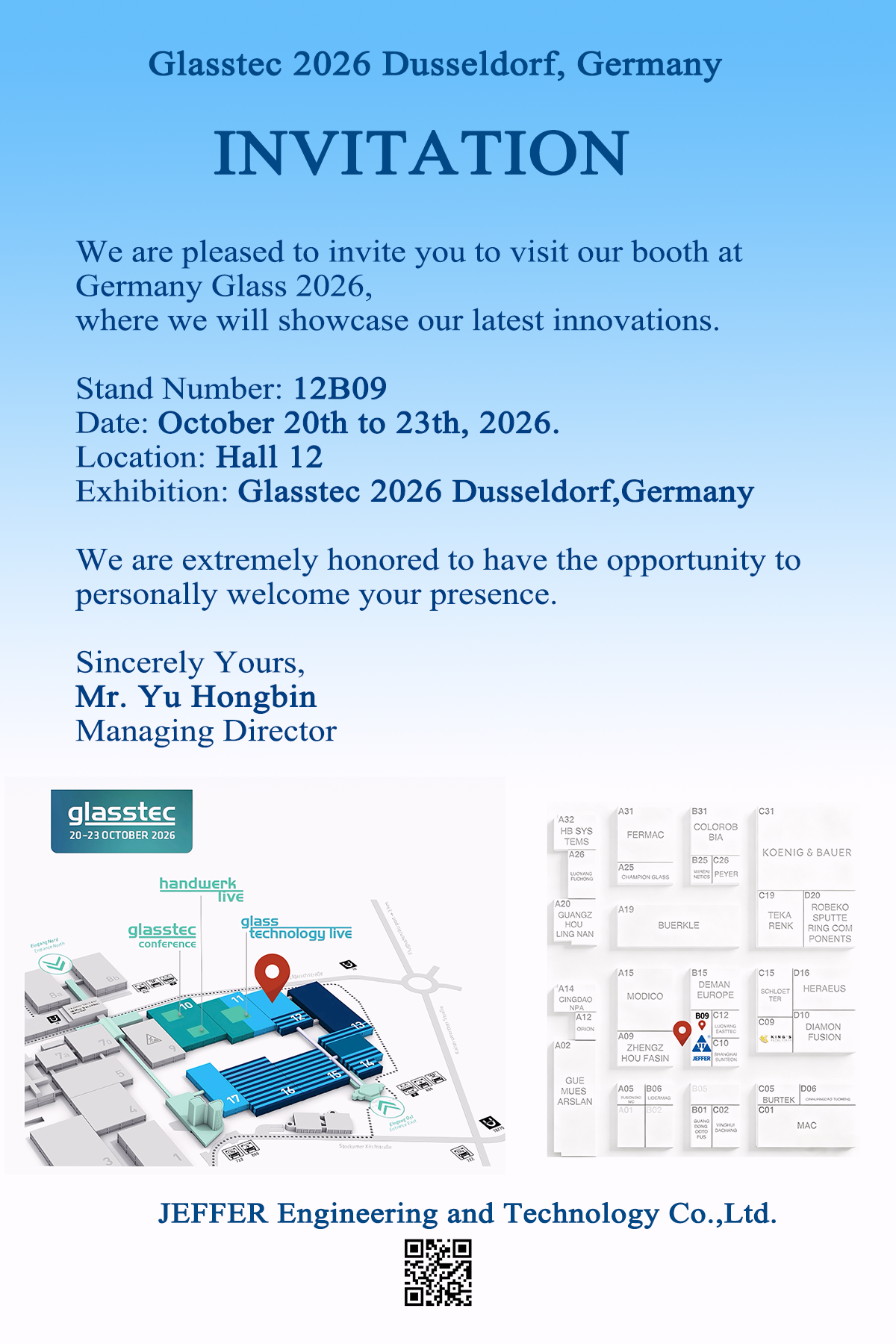 Последние блоги о компании JEFFER Engineering примет участие в выставке Glasstec 2026